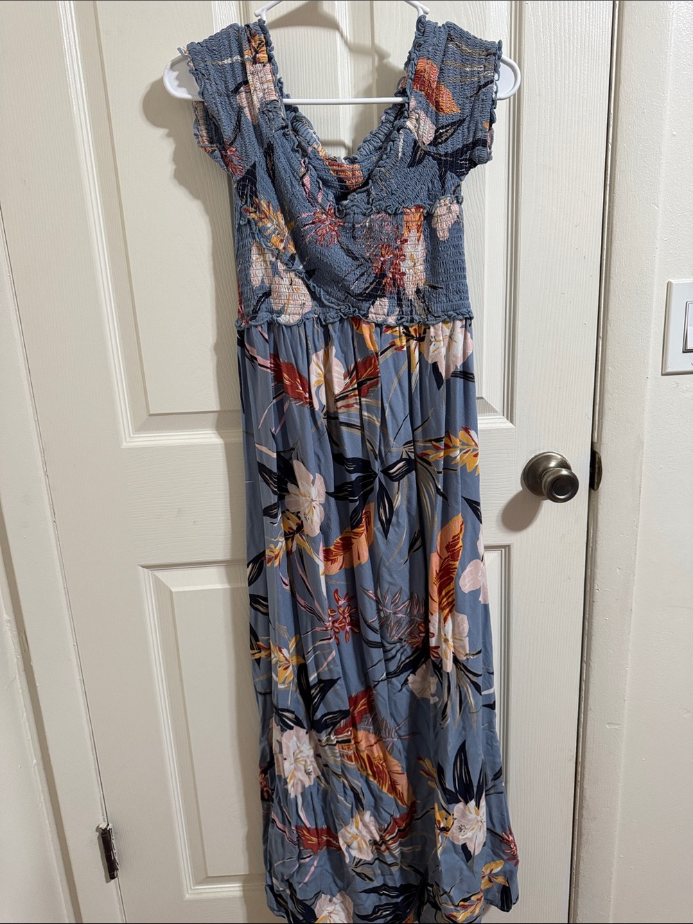 Floral Maxi Dress with Blue and Multicolor Design